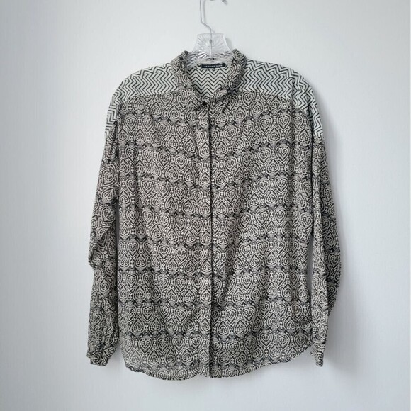 Scotch & Soda Le Tigre Noir Patterned Long Sleeve Button Up Shirt Size Small - Picture 7 of 8